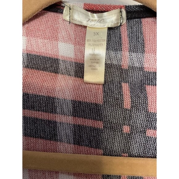 NYC Red Black White Open Front Cardigan 3X - Picture 3 of 5